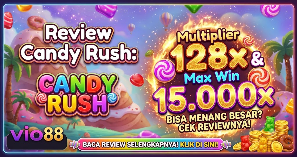 Review Candy Rush: Slot Manis dengan Multiplier 128x & Max Win 15.000x
